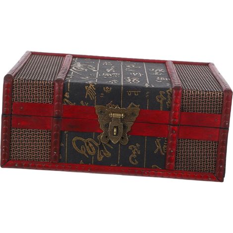 Coffre à Bijoux avec Serrure Vintage Boîte de Rangement Décorative Bois pour Bijoux et Décoration Intérieur (1/5)