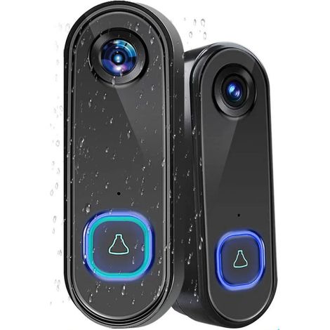 Campanello con telecamera e Wi-Fi - 1 pezzo - Campanello con suoneria - Campanello intelligente impermeabile - Telecamera di sicurezza con visione notturna - Allarme sirena / Rilevamento del movimento