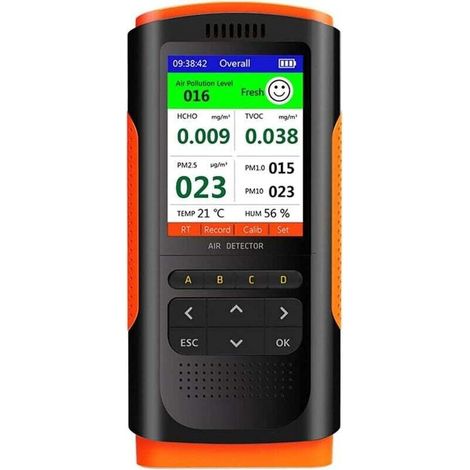 Rilevatore di formaldeide, monitor della qualità dell'aria, display portatile, rilevatore di formaldeide, misuratore di inquinamento dell'aria interna, micropolvere ABS, di DEBUNS (1/4)