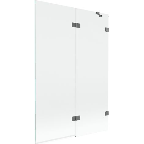 Paroi de douche à double battant droite 120 x 150 cm, transparent, métal brossé - 897-120-100-95-00-P (1/5)