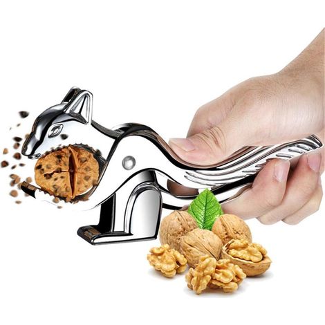 Nutcracker Tool, Squirrel Shaped Walnut Clip with Splash Guard, Multi-Function Hand-Held Brown Nut Cracker Clip, Zinc Alloy Opener Tool (1/5)