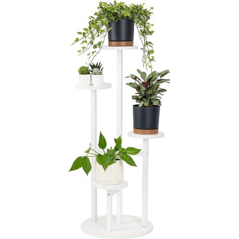 Soporte universal para macetas FINO - blanco, soporte de 4 niveles para 6 macetas