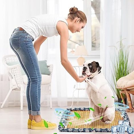 PETCUTE Tapis Rafraîchissant pour Chien et Chat,Non Toxique en Rotin Naturel Tapis Rafraichissant Chien Chat,Lavable,Antidérapant,Tapis Rafraîchissant pour Animaux de Compagnie (1/4)