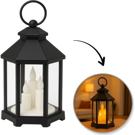 Lanterna decorativa a LED con candele finte, 12x21 cm, decorazione per la casa. (1/2)