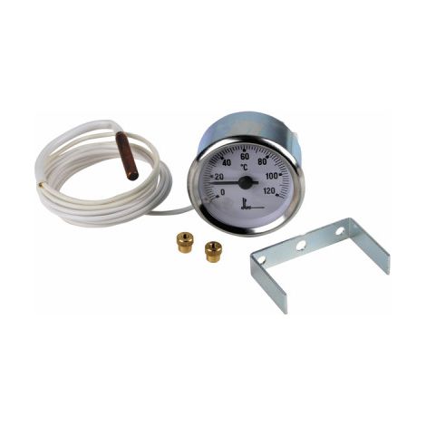 Thermomètre rond Ø 56mm – Capillaire 1500mm – Plage de température 0/120°C – Façade chromée et fond blanc (1/2)
