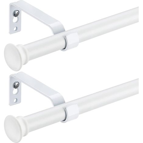 Asta per tende regolabile, in metallo, opaca, 71-236 cm, 2 pezzi, bianca