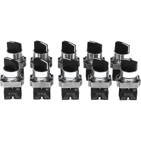 Commutateur Rotatif à Bouton 10Pcs Auto-Bloquant 2 Positions 1 NO pour Machine Contrôle (1/5)
