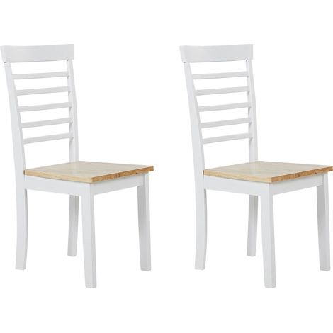 Set of 2 Dining Chairs BATTERSBY Wood White