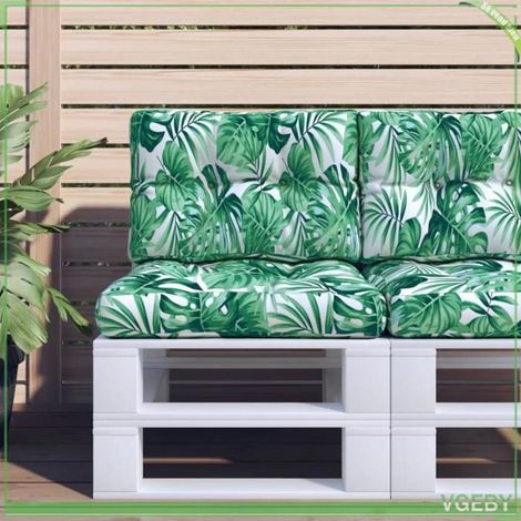 360547 Coussin de palette motif de feuilles 50x40x12 cm tissu (1/5)