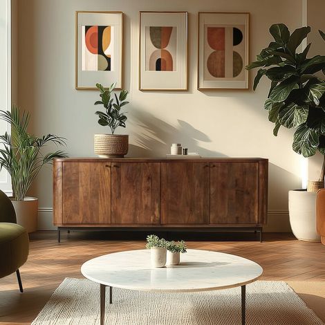 ALIX - Buffet design bois foncé et métal noir 4 portes ALIX (1/5)