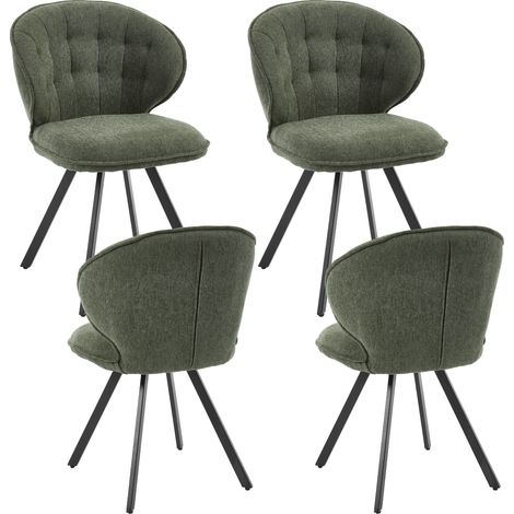 Wahson Sedie Set di 4, Sedieda Pranzo in Tessuto con Gambe in Metallo, Sedie Imbottite per Sala da Pranzo/Soggiorno, Verde (1/5)