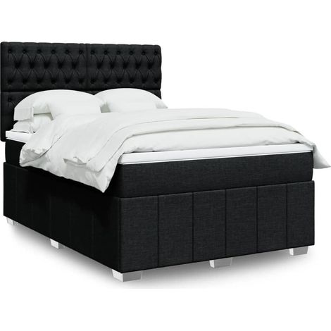 Boxspringbett mit Matratze Schwarz 160x200 cm Stoff
