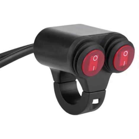 Interrupteur à double bouton de commande universel pour guidon de moto 22 mm : phares, feux de freinage, antibrouillards et klaxon (1/5)