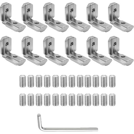 connecteurs d'angle pour profilé aluminium 40x40 profile alu à rainure en T 90° série 40 avec vis M6 et clé Allen (1/5)