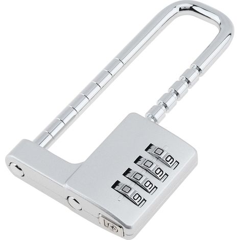 Cadenas à combinaison à 4 chiffres, Cadenas Anse Longue Serrure à combinaison avec Anse Réglable, Serrure d'armoire pour Ecole, Gymnase et Casier Sportif, Boîte à Outils, Clôtures (1/5)