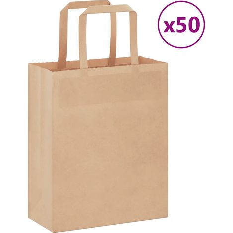 Teenpull – Papiertragetaschen 50 Stk. mit Henkeln Braun 18x8x22 cm (1/5)