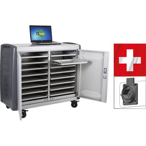 Safecart 16 PRO+ - SWISS-Edition - Laptopwagen mit Schweiz-Norm für 16 Laptops (1/5)