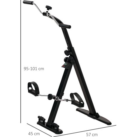 Vélo d'exercice pliable pour la rééducation des jambes et des bras, avec écran LCD et guidon réglable en hauteur, noir. (1/5)