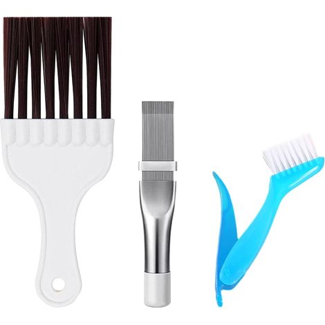 Lot de 3 brosses de nettoyage pour climatiseur, peigne à lamelles de climatisation, brosse à lamelles en acier inoxydable, outil de nettoyage et de dépoussiérage pour enlever facilement la poussière (1/5)