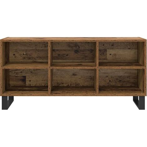 Porta TV in legno antico con 6 ripiani design essenziale soggiorno 103,5 x 30 x 50 cm in legno ingegnerizzato 020052757