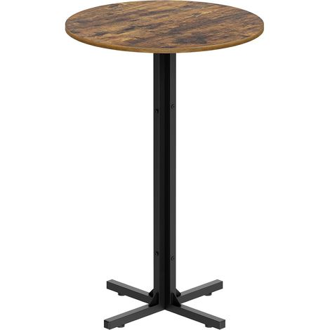 Table de Bar Ronde de Style Industriel Hauteur 90 cm, Table Haute de Bistro, Polyvalent, avec Pieds Réglables, pour Restaurants, Cuisines, Marron Rustique et Noir XBT10BR (1/5)