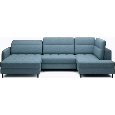 Divano ad angolo convertibile BERTHO 306 cm blu petrolio – Angolo sinistro con contenitore (1/5)