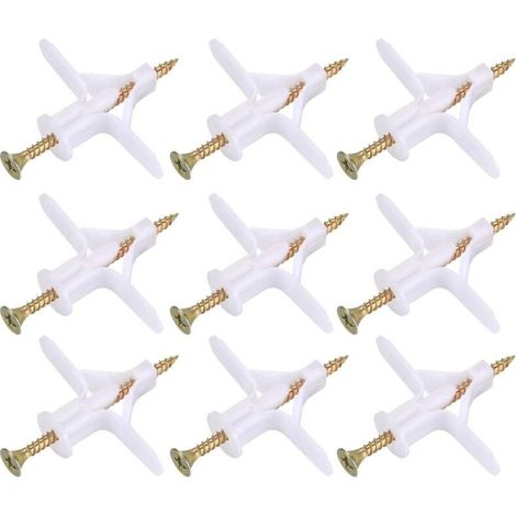100 Pièces Fixations pour Plaques de Plâtre (50 Chevilles, 50 Vis), Chevilles Et Vis pour Plaques de Plâtre, Ancres Chevilles et Vis pour Fixations Murales Creuses Cloisons Sèches (1/5)