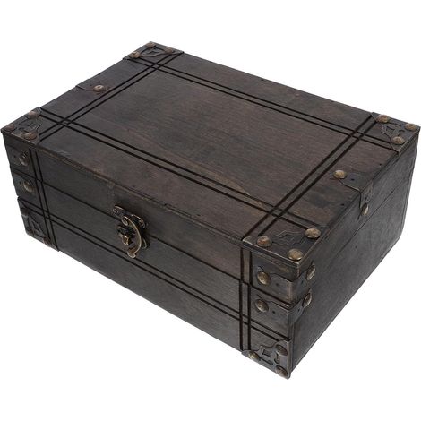 Boîte à Bijoux en Bois Vintage Marron, Coffre de Rangement Rétro pour Bagues et Bijoux, sans Bavures, pour Salon ou Chambre (1/5)