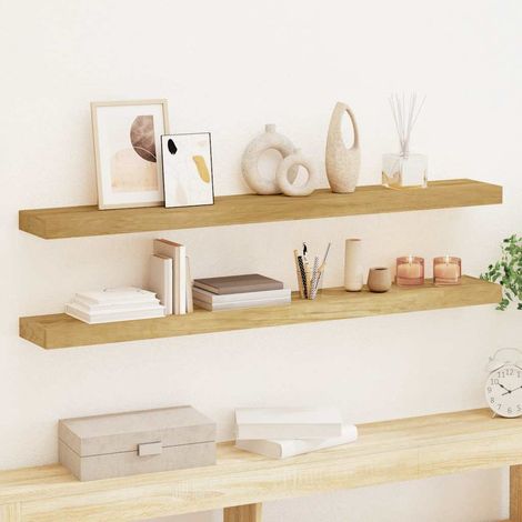 Wandregale 2 Stk. 110x15x4 cm Massivholz Teak (1/5)