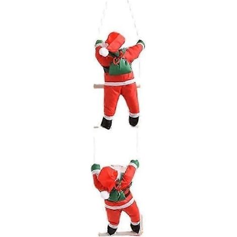 Père Noël en peluche, Père Noël grimpant à une corde, décoration à suspendre au sapin de Noël, poupée Père Noël (1/5)