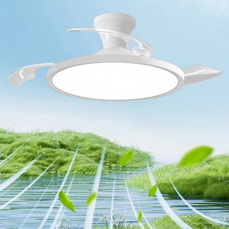 105cm Plafonniers avec ventilateur lame de ventilateur rétractable intelligente ventilateur électrique domestique réglable avec télécommande lumière de salon Led (1/5)