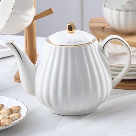 Kaffeekanne, Kaffeeset, europäische Teekanne, Kaffeespender, Wassertank, Nachmittagstee-Werkzeug, weißer Keramik-Kaffeehalter, 800 ml
