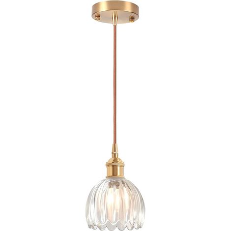 Suspension Luminaire Vintage en Verre, 12cm Retro Lustre Abat-jour en Verre Mini Plafonnier E27 Moderne Éclairage de Plafond Déco Suspension pour Couloir Chambre Salle de Bain (Type D, Transp.)