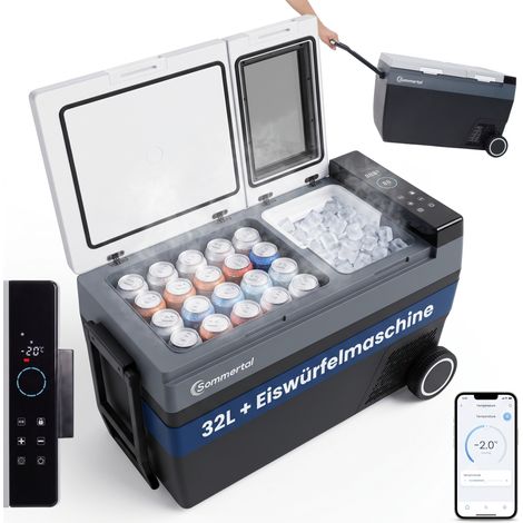 Sommertal C32E Kompressor-Kühlbox 32 L mit Eiswürfelmaschine, App, Trolley, 12/24 V & 230 V, −20 bis +20 °C (1/5)