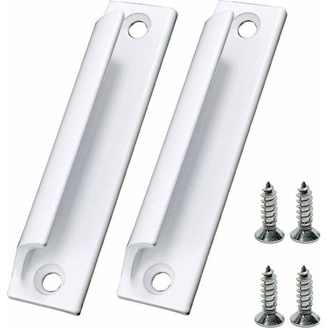 Poignée de porte de balcon extérieure, 2 poignées de porte de terrasse, convient pour la maison, les tiroirs de bureau, les portes d'armoire, etc. Avec vis (blanc) (1/5)