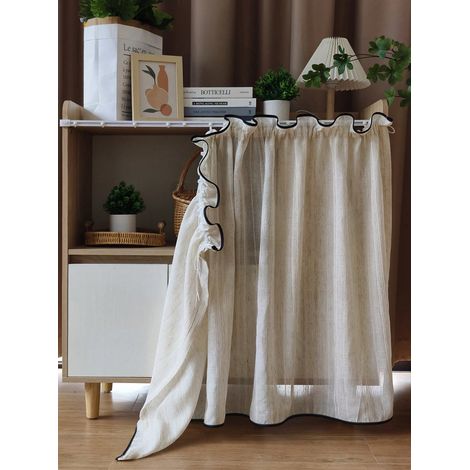 1 panneau de rideau court texturé en faux lin rustique, rideau de campagne filtrant la lumière pour cuisine, salle à manger, armoires, passages, lavable 15060cm (1/5)