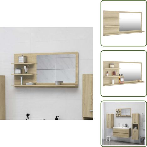 Badspiegel Sonoma-Eiche 90x10,5x45 cm Holzwerkstoff - Badspiegel - Wandspiegel - Badezimmermöbel - Spiegelschrank - Sonoma-Eiche (1/5)