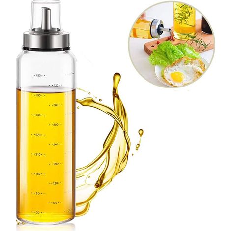 Distributeur Dhuile - Bouteille En Verre Borosilicaté 500 ml - Bec Verseur En Acier Inoxydable 304 - Pour Cuisine Intérieure Et Extérieure - 1 Pièce (1/5)