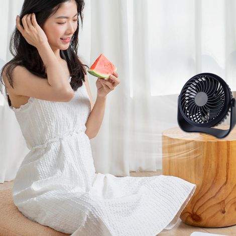 [Ventilateur Bureau Mini] + Fan Silent + T3 + [Rechargeable USB Rotatif 360°] Ventilateur silencieux rechargeable USB avec 3 vitesses, conception 3 feuilles, rotation 360°, pour maison bureau camping, (1/5)