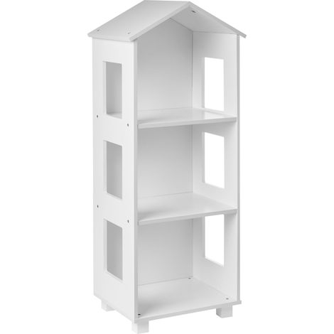 Children Bookshelf White MDF 3-Tier Shelf for Kids Room Playroom Scandinavian Style GLENORIE