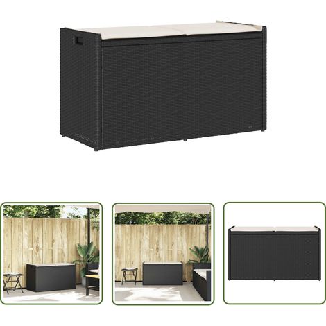 vidaXL Outdoor-Sitzbank mit Stauraum und Kissen Schwarz 100 cm
