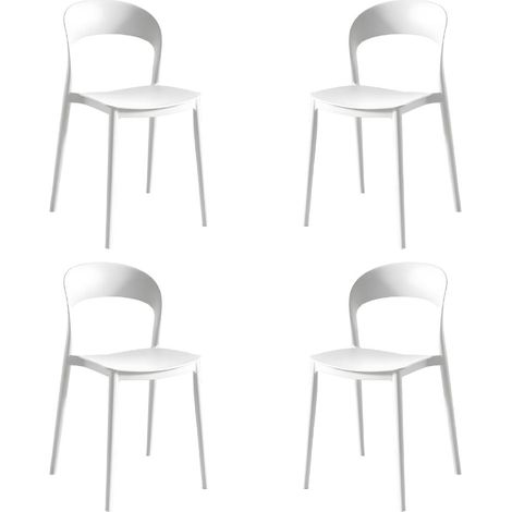 Set 4 Sedie Impilabili in polipropilene da cucina 40x39x78 cm Colore Bianco LUNA Colore Bianco