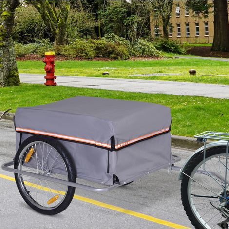 Remolque de bicicleta cargo plegable con caja de transporte, acero, gris, 140 x 88 x 60 cm OKMYHOME (1/5)