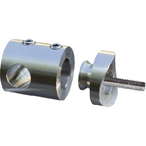 Deco Fer Forge – Connecteur en applique inox 316 pour tube Ø42,4mm – Fixation à vis Ø10mm – Longueur 29,8mm – Pour intérieur et extérieur