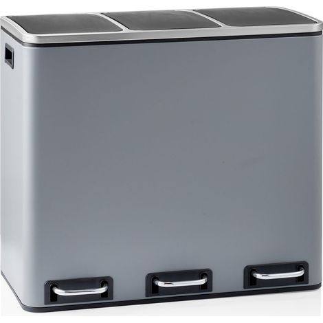 Abfallsammler / Mülltrennsystem Clean 9 - 54L (3x18L) Stahl dunkelgrau hjh OFFICE