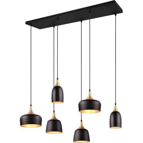 Lampada a sospensione 6 luci, metallo, nero opaco, L 91 cm, Chiraz (1/5)