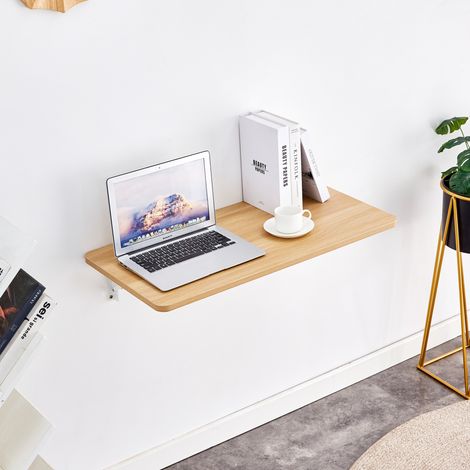 Mesa abatible de pared blanca en MDF con soporte metálico, plegable y ahorra espacio (1/5)