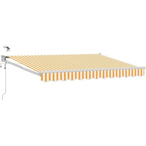 Store banne électrique rétractable, rayures jaunes et blanches, 2,5 m x 2 m (1/5)
