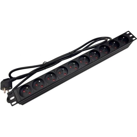 Multipresa PDU da 19 pollici con 10 prese CEE 7/5 e spina CEE 7/7.
