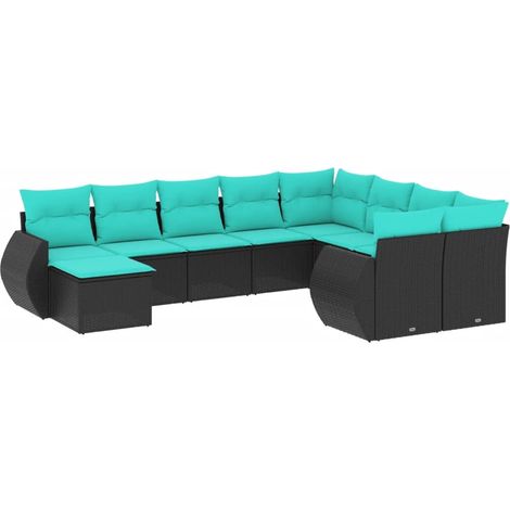 Maison Exclusive - 10-teiliges Gartensofa-Set mit Kissen, schwarz (1/5)